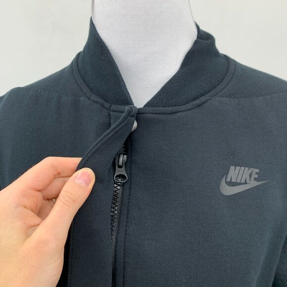 Nike Tech Fleece Destroyer Jacket Womens M Medium Black Snap Button Zip Up - Picture 9 of 15